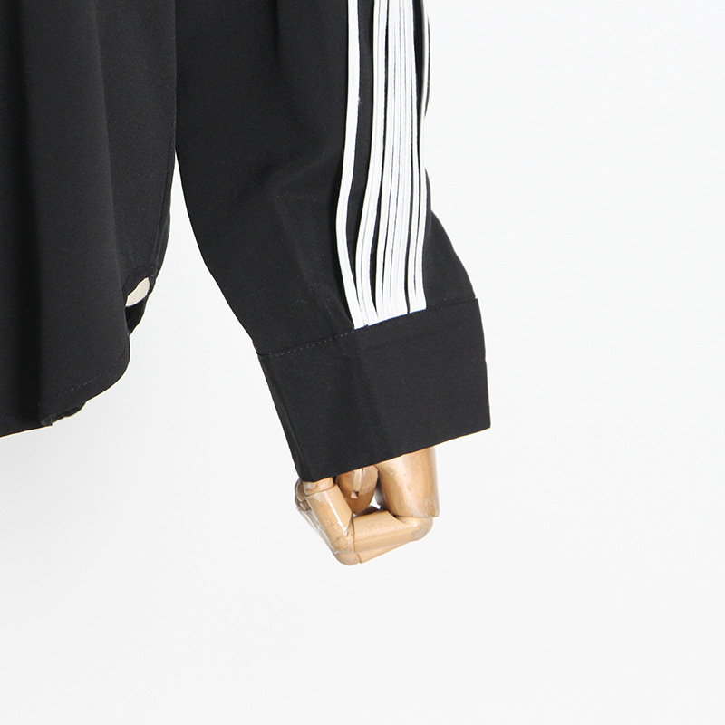 Stripe lantern sleeve shirt fashion tops for women