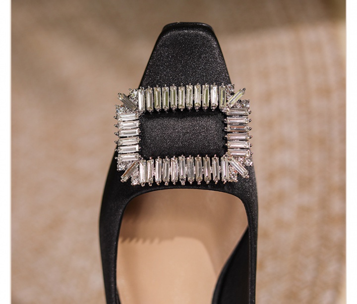 Rhinestone fashion side buckle satin shoes for women