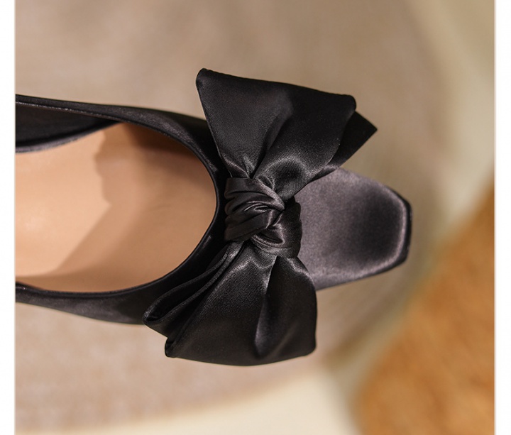 Thick autumn bow real silk low fashion lovely shoes
