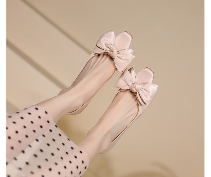 Thick autumn bow real silk low fashion lovely shoes