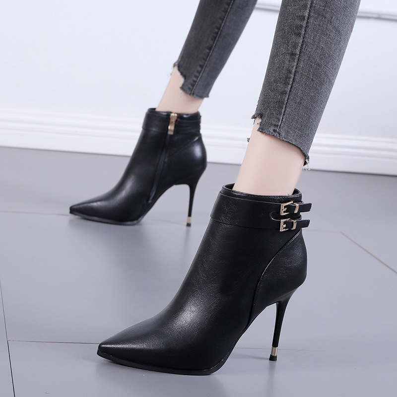 Pointed martin boots fine-root ankle boots for women