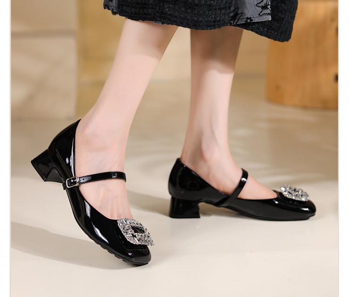 Casual square head shoes wears outside thick loafers