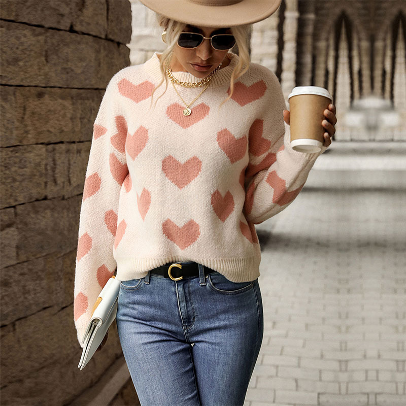 Casual heart European style long sleeve fashion sweater