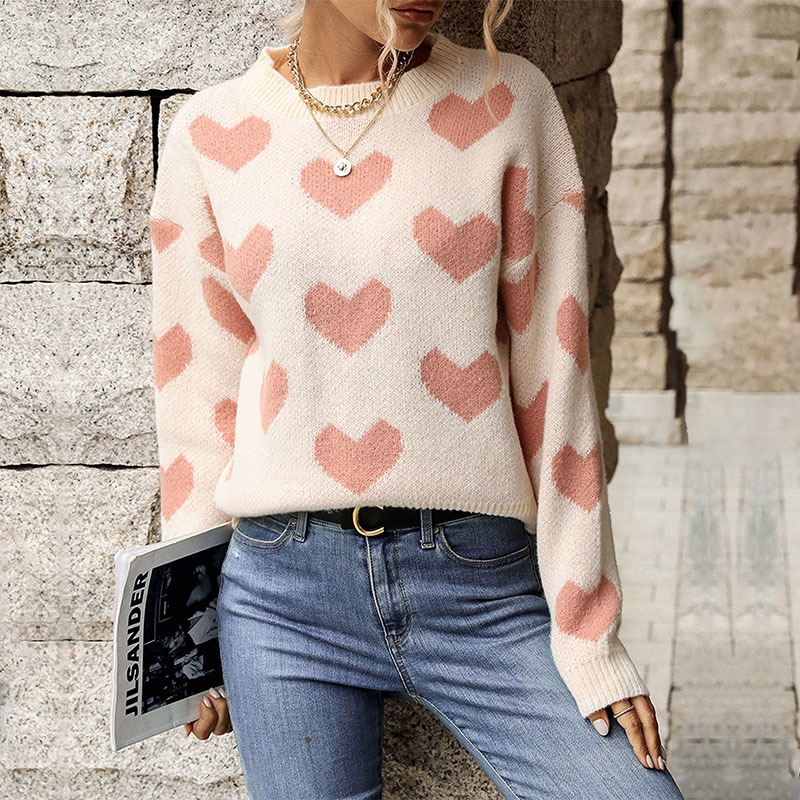 Casual heart European style long sleeve fashion sweater