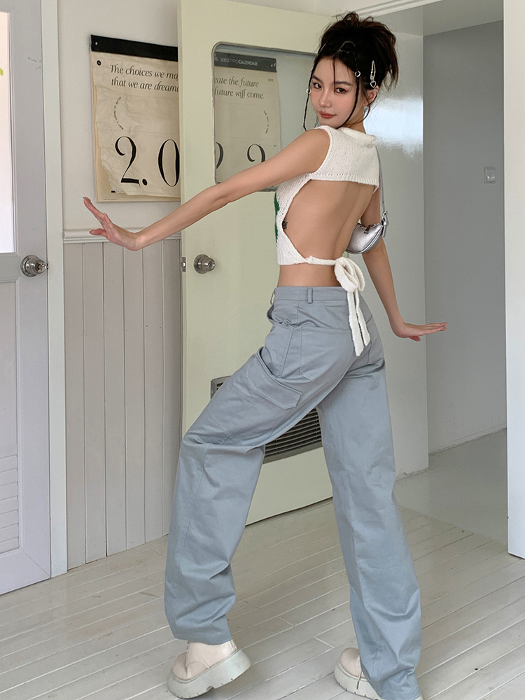 Loose Casual wide leg pants straight work pants for women