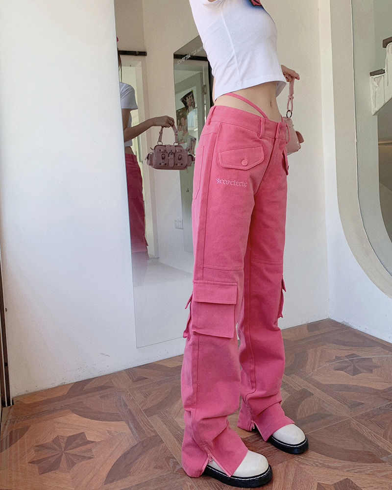 Spicegirl Casual jeans rose-red work pants for women