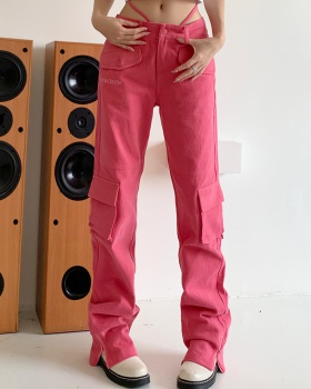 Spicegirl Casual jeans rose-red work pants for women