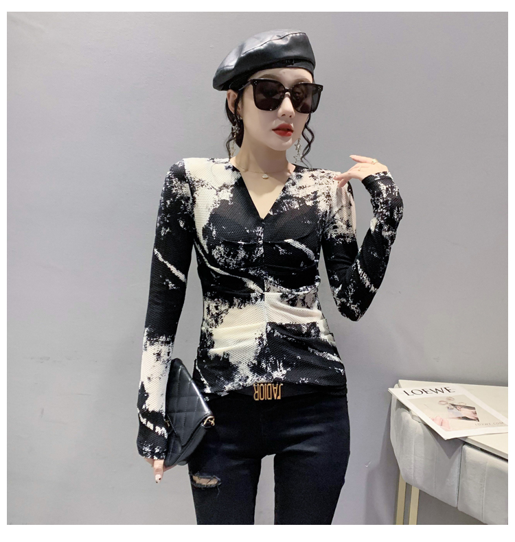 Printing fashion autumn tops ink colors T-shirt