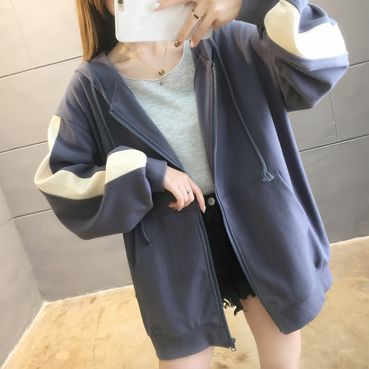 Thin autumn large yard coat loose fat hooded hoodie