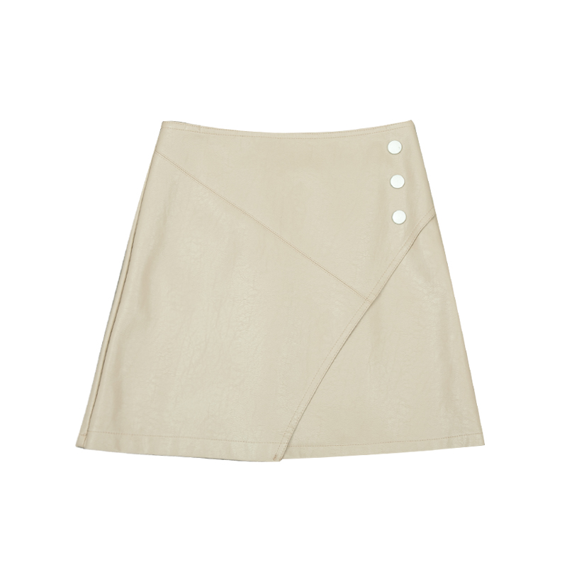Autumn anti emptied skirt package hip high waist leather skirt