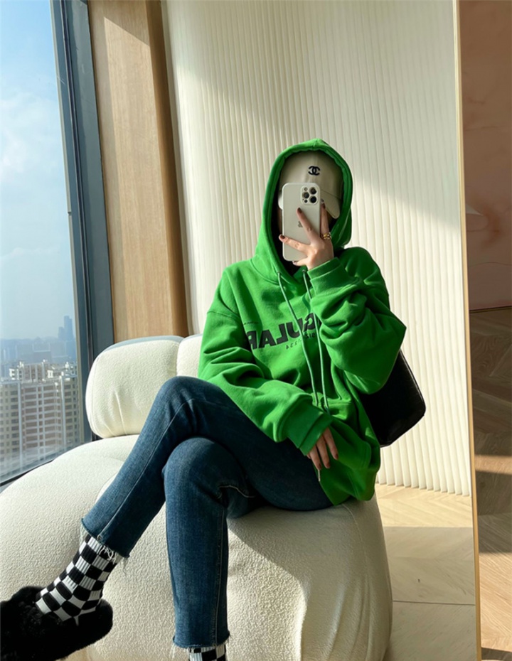 Loose hooded hoodie scales T-shirt for women