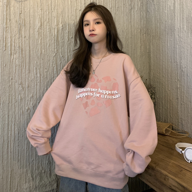 Round neck printing autumn scales hoodie for women