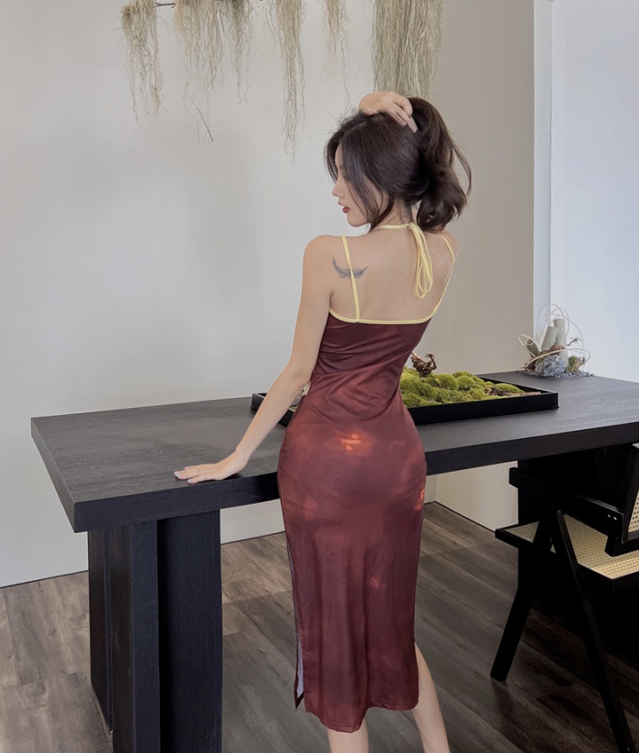 Split fashion long high waist spicegirl dress for women