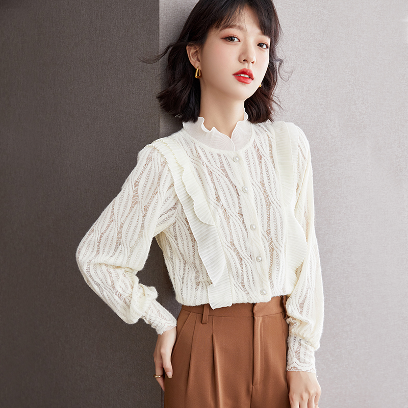 France style retro tops autumn bottoming shirt for women