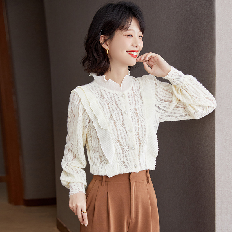 France style retro tops autumn bottoming shirt for women