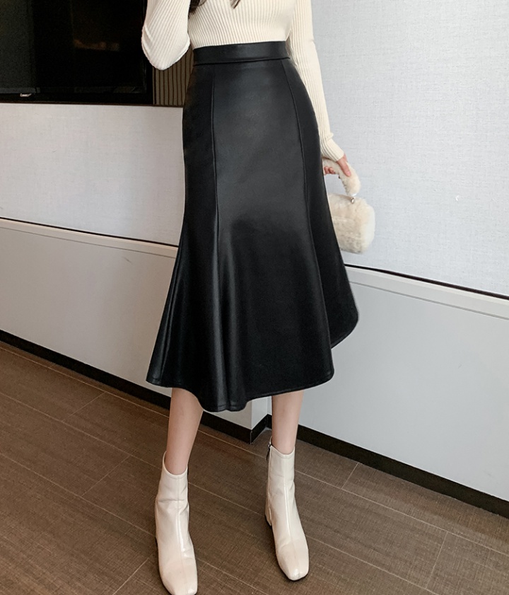 Korean style long leather skirt big skirt long dress for women