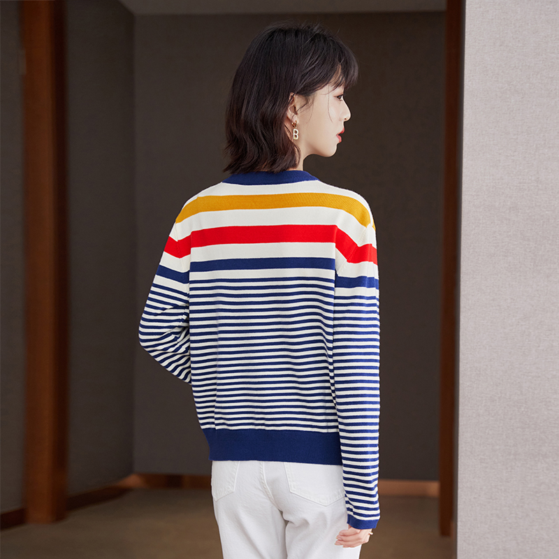 Pullover knitted sweater autumn stripe tops for women