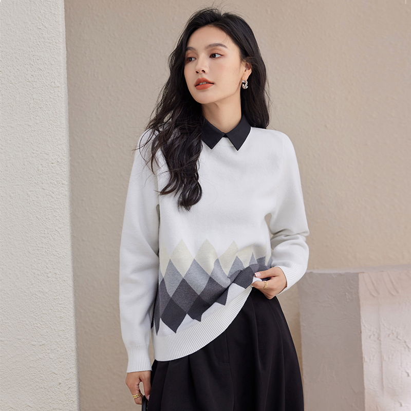 Loose sweater white tops for women