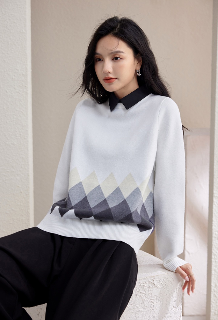 Loose sweater white tops for women