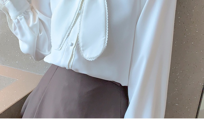 Frenum bow tops Korean style all-match shirt for women