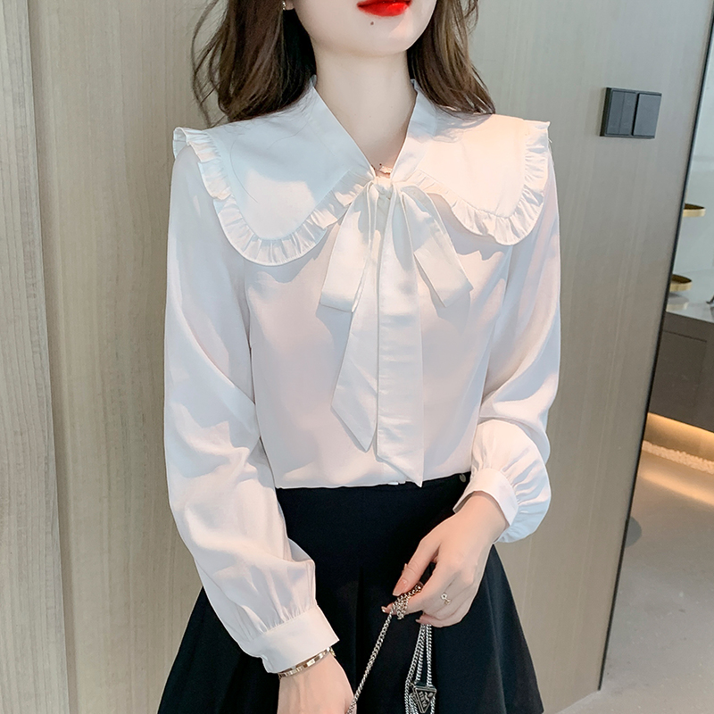 Autumn doll collar tops long sleeve Korean style shirt