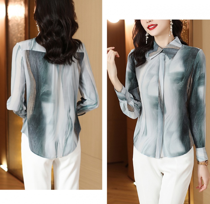 Real silk long sleeve silk summer gradient shirt