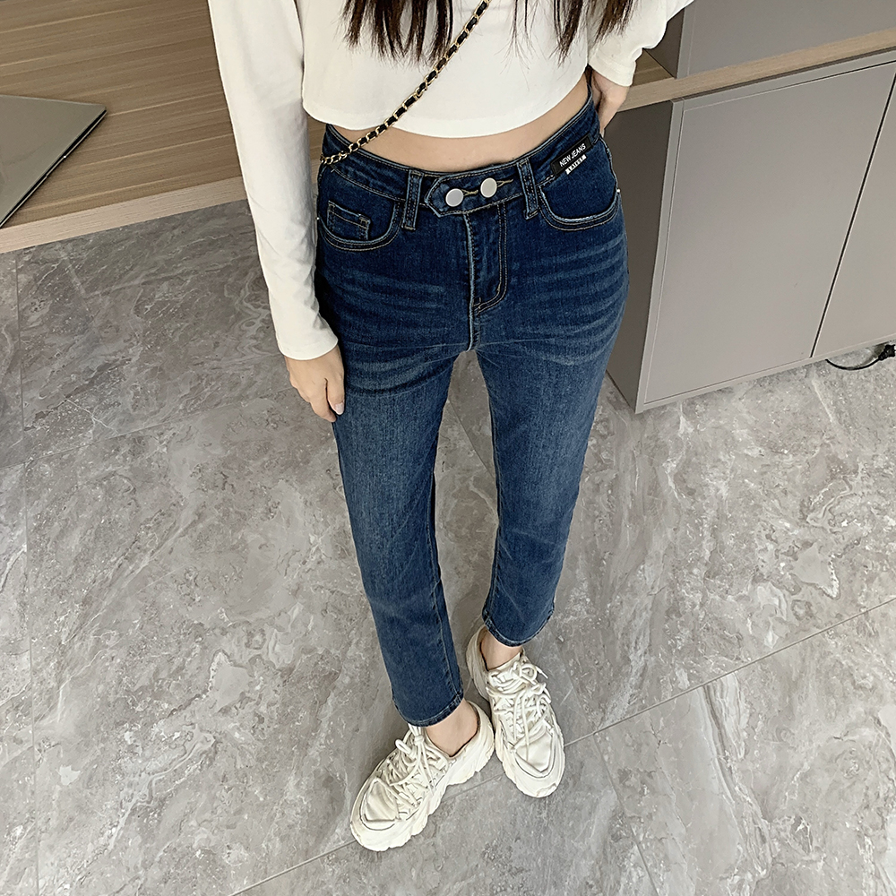 Straight slim jeans Korean style pants for women