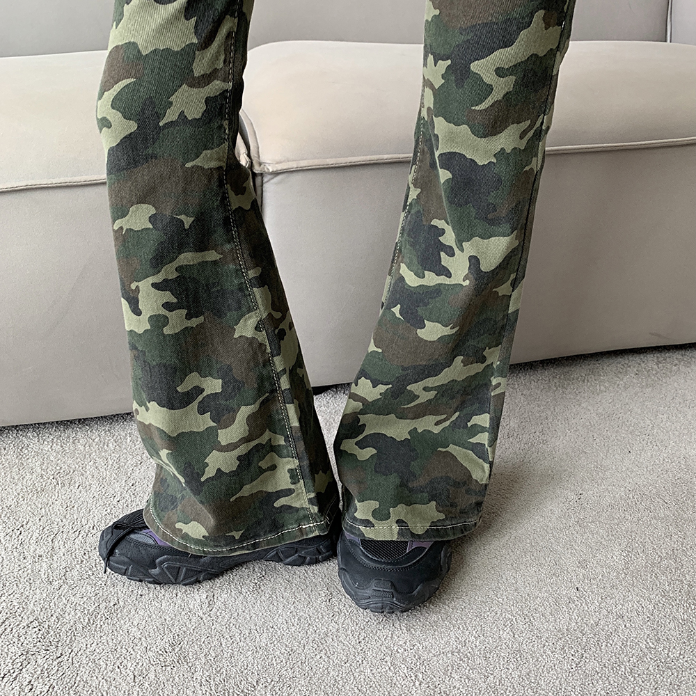 Micro speaker camouflage retro mopping high waist slim jeans