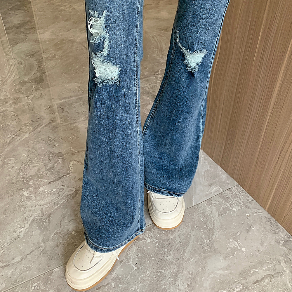 European style jeans high waist long pants for women