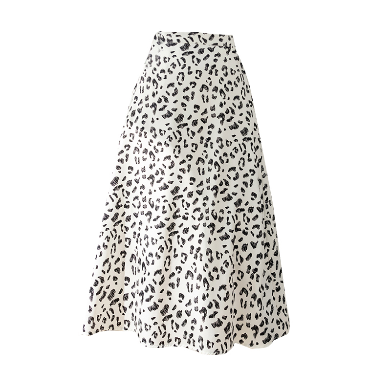 Long vacation long skirt high waist leopard skirt for women