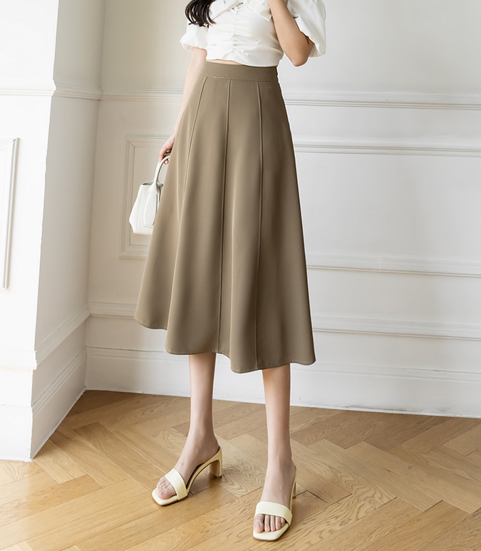 Splice big skirt autumn high waist black long slim skirt