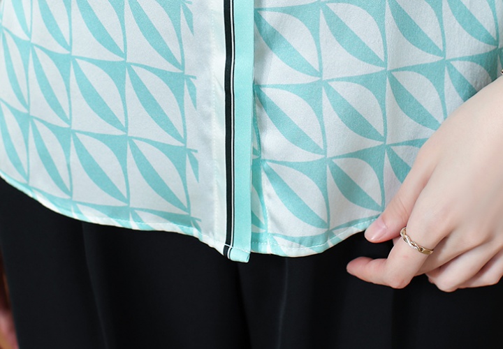 Printing temperament shirt silk slim tops for women