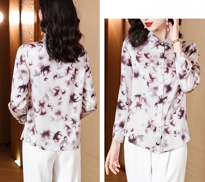 Temperament slim tops real silk shirt for women