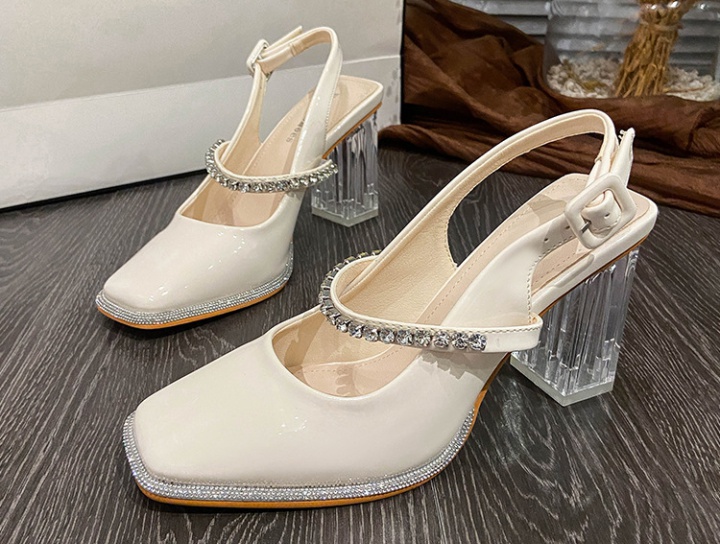 Transparent high-heeled shoes square head sandals for women