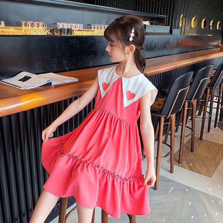 Summer little girl chiffon dress doll collar girl skirt