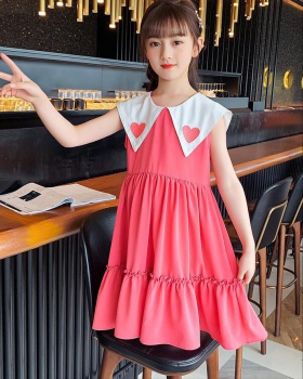 Summer little girl chiffon dress doll collar girl skirt