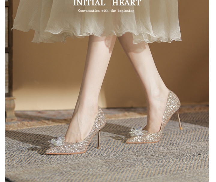 France style bride shoes fine-root high-heeled shoes