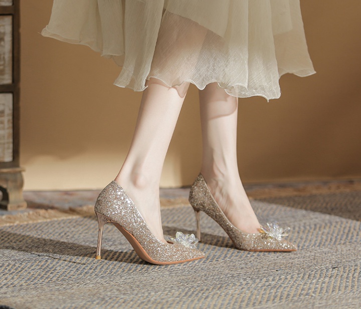 France style bride shoes fine-root high-heeled shoes