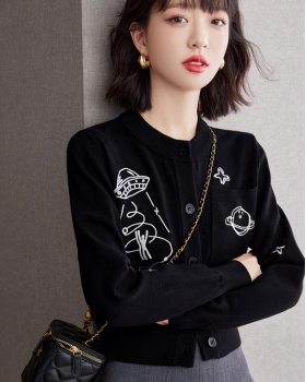 Outside the ride embroidery sweater spring and autumn coat