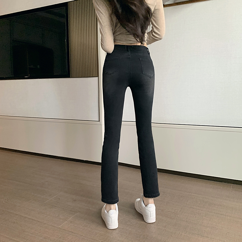 Split slim trousers autumn elasticity jeans for women