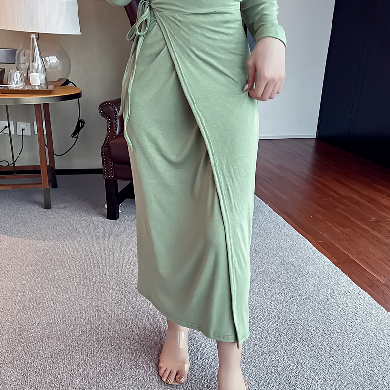 High waist split skirt sexy Casual tops 2pcs set