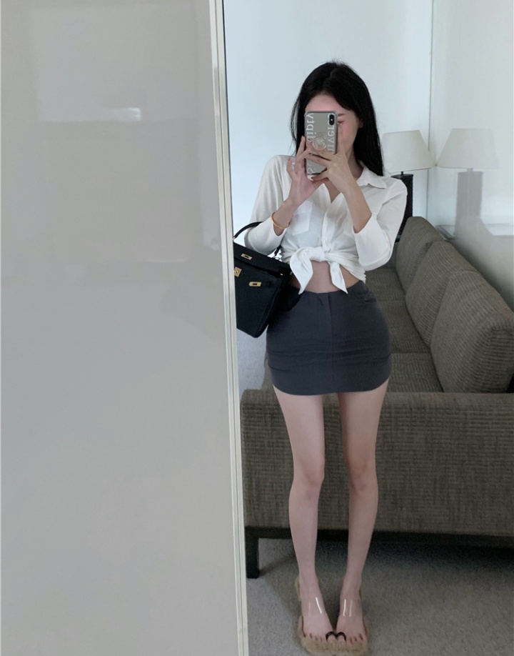 Spicegirl high waist shirt white fashion short skirt a set