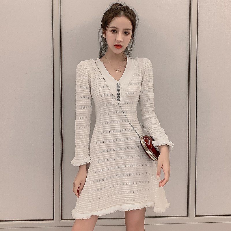 Slim ladies fashion and elegant knitted dress
