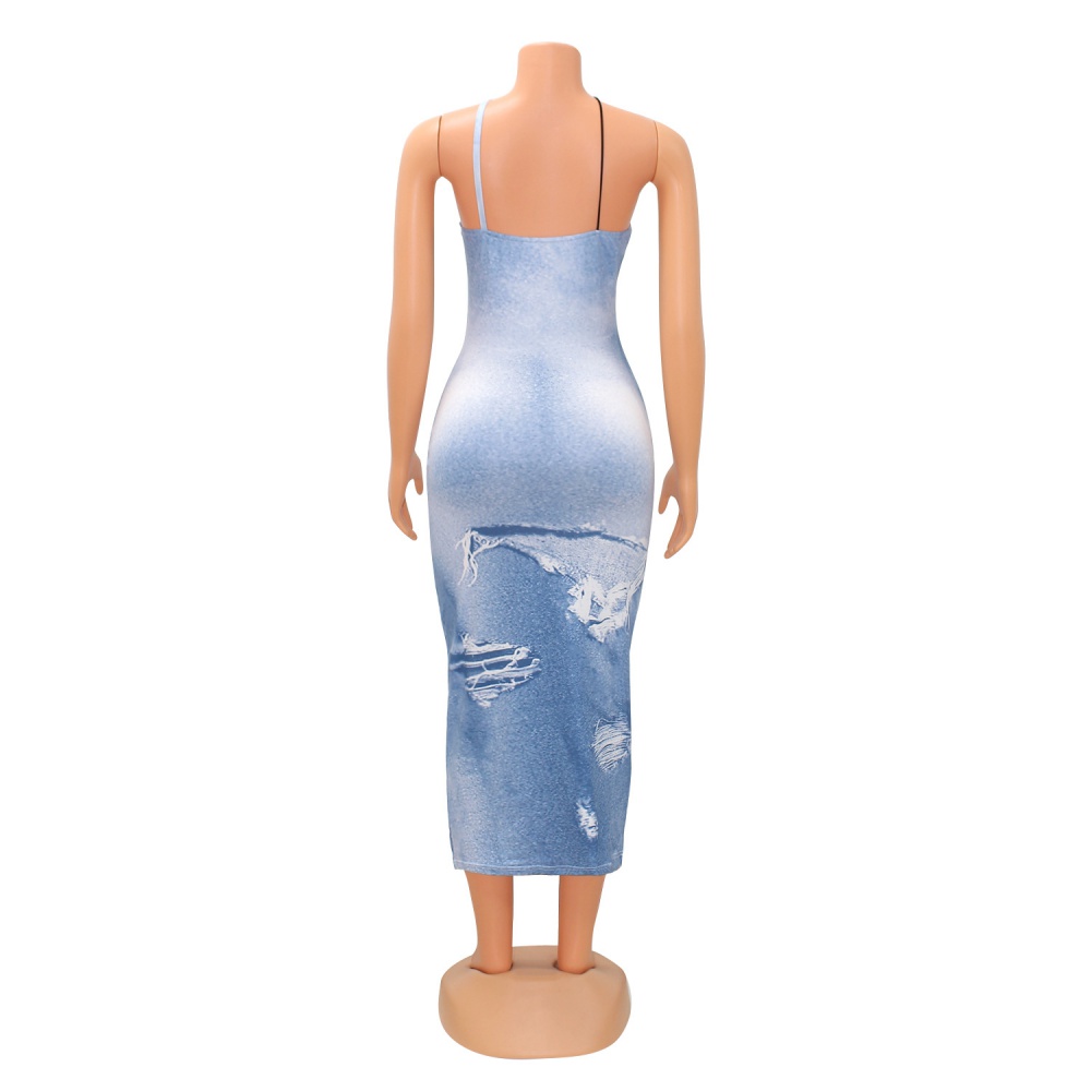 Tight printing sling fashion sleeveless summer dress for women