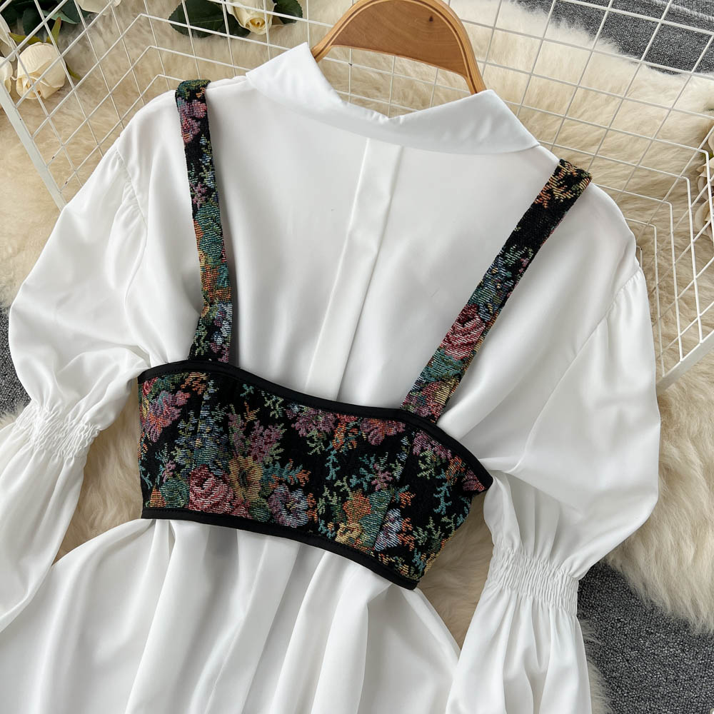 Floral dress autumn shirt 2pcs set for women
