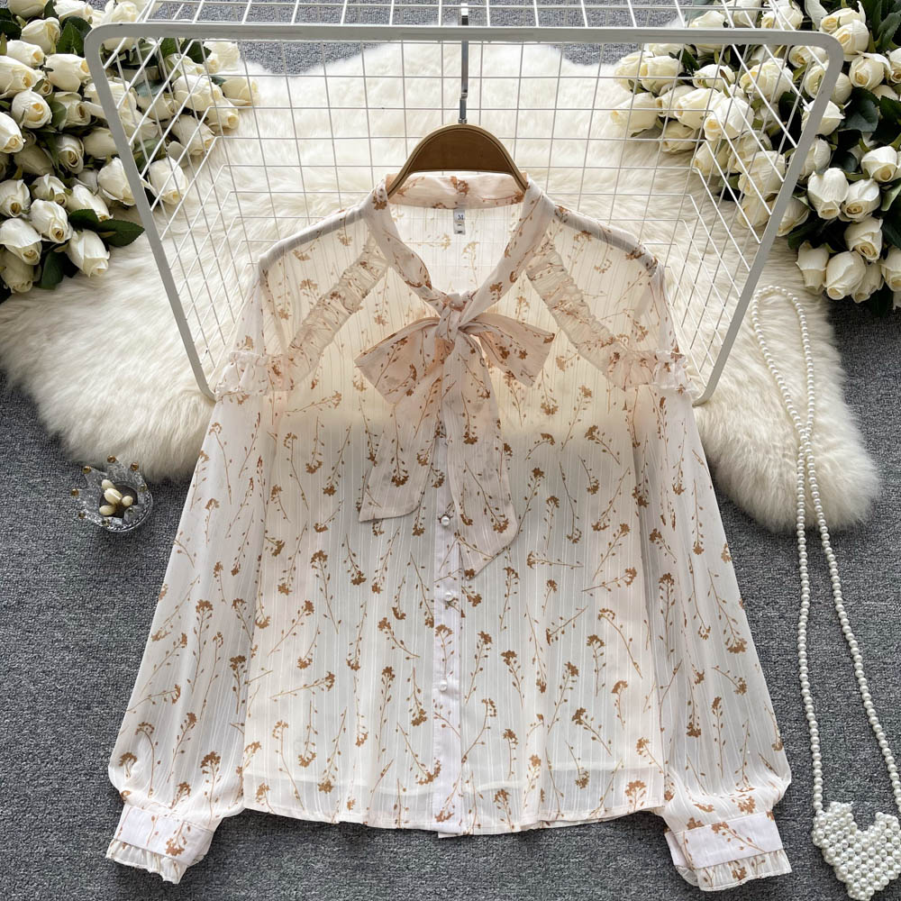 Sweet France style shirt printing small shirt for women