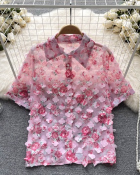 Loose printing summer shirt all-match France style tops