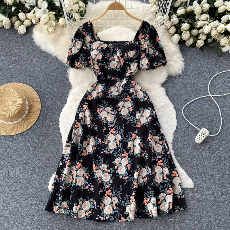 Summer floral long dress temperament dress