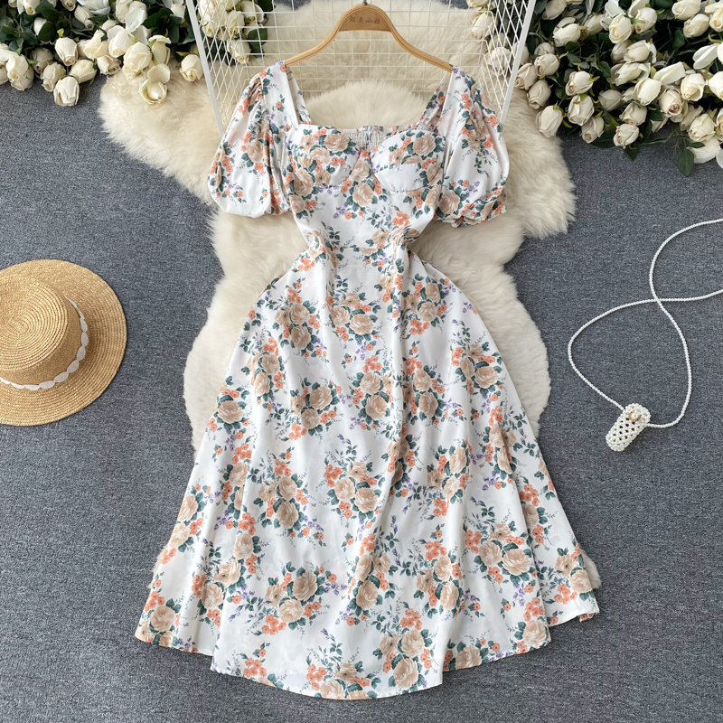 Summer floral long dress temperament dress