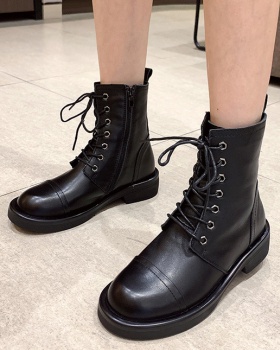 Flat thin boots genuine leather short boots for women